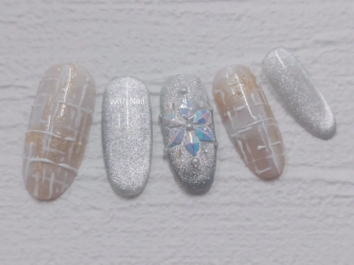 ネイル ツイードネイル 冬ネイル ハンドネイル with Nail ナガヤのネイルデザイン