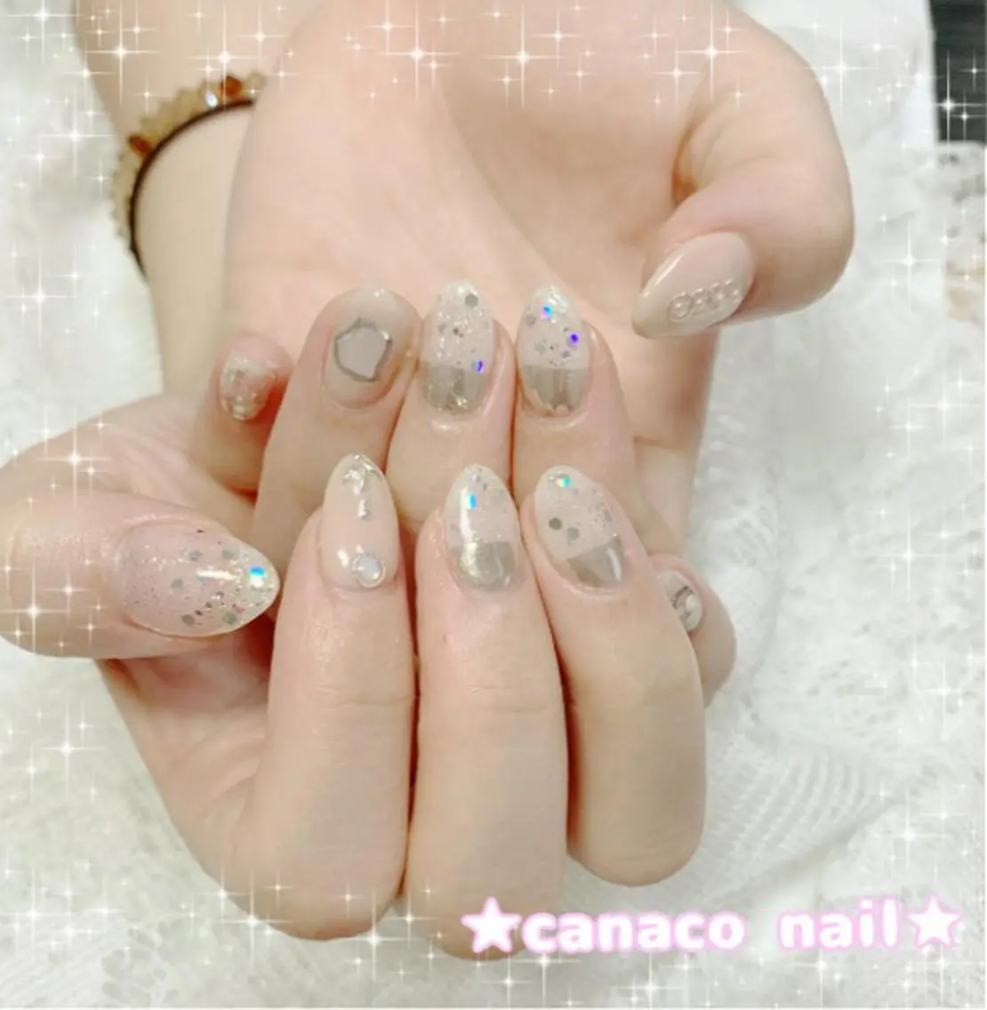 ネイル アートネイル ミラーネイル シルバー ハンドネイル ハンドケア ベテランネイル cnc nailのネイルデザイン