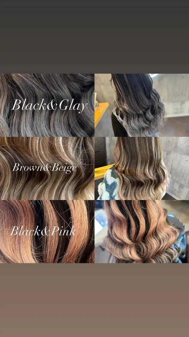 セミロング カラー ヘアアレンジ シールエクステ セミロングパーマ バレイヤージュ ダブルカラー グラデーションカラー ミルクティーハイトー ン💖Mikaのヘアスタイル