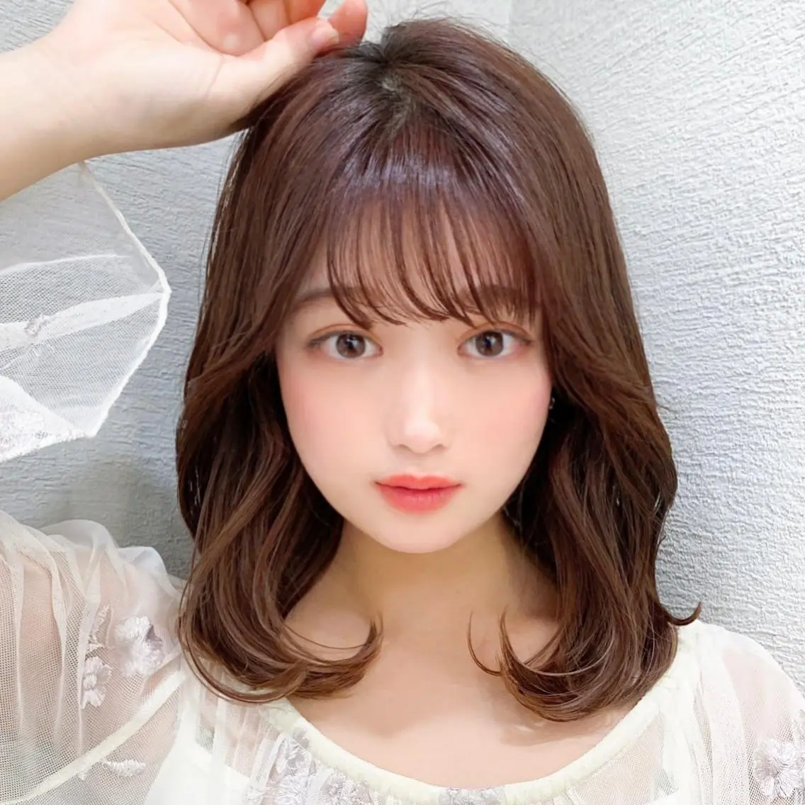 セミロング カラー パーマ 小顔カット ヘアカラー トリートメント モテ髪×トレンド💕 小顔レイヤー 金井のヘアスタイル