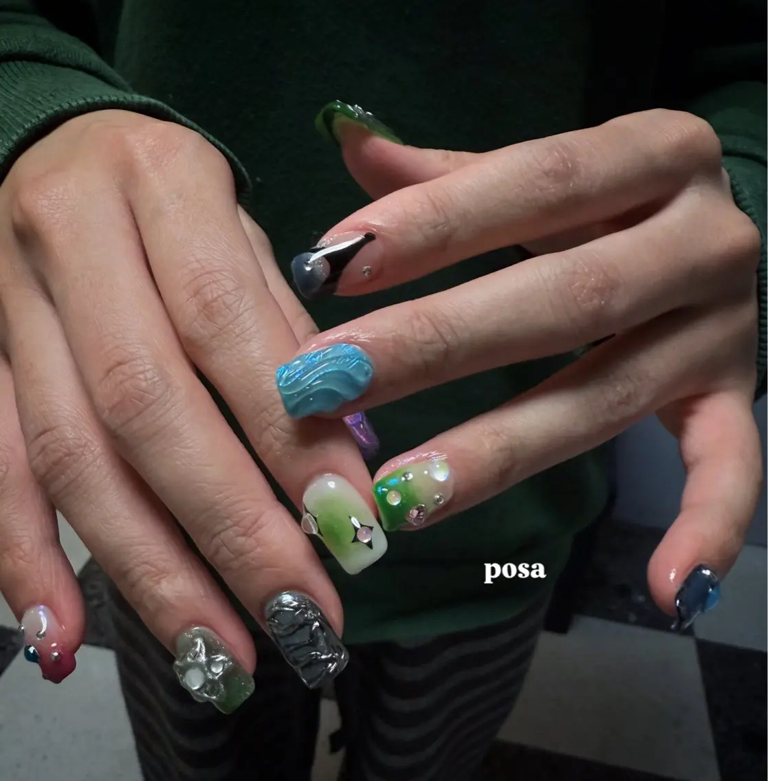 ネイル アートネイル 持ち込み シンプルネイル ハンドネイル posa nail モエミのネイルデザイン