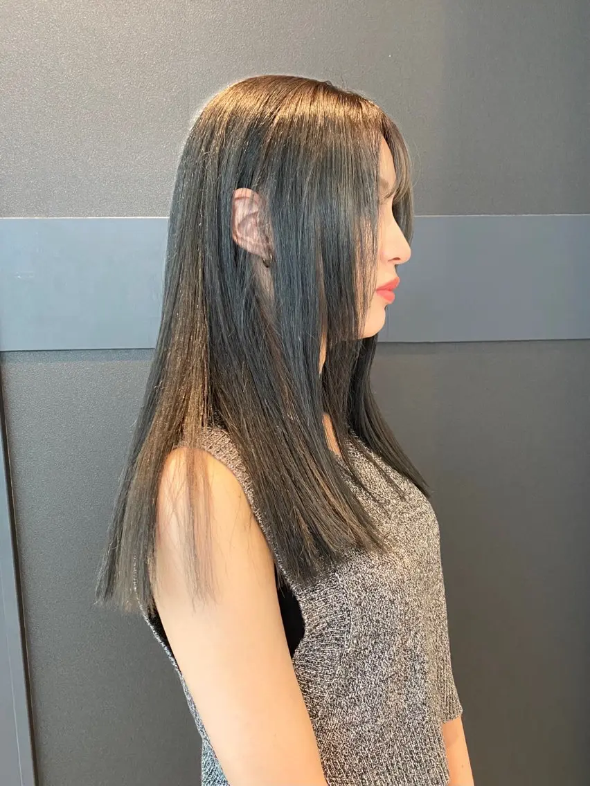 ロング カラー パーマ グレージュ オリーブグレージュ オリーブグレー 縮毛矯正 カット ヘアカラー 縮毛矯正 トリートメント mai / linoah˚✧のヘアスタイル