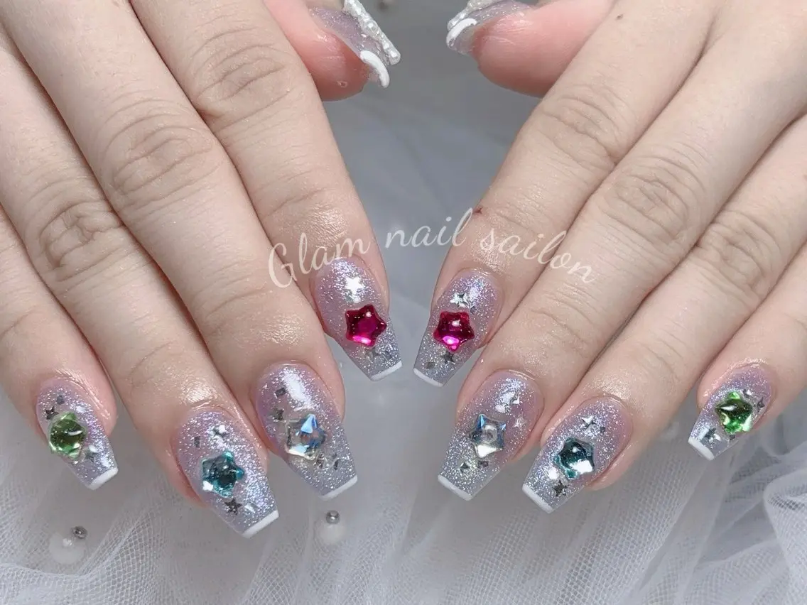 ネイル エツメ💅 長さ出し🎀デザインのネイルデザイン