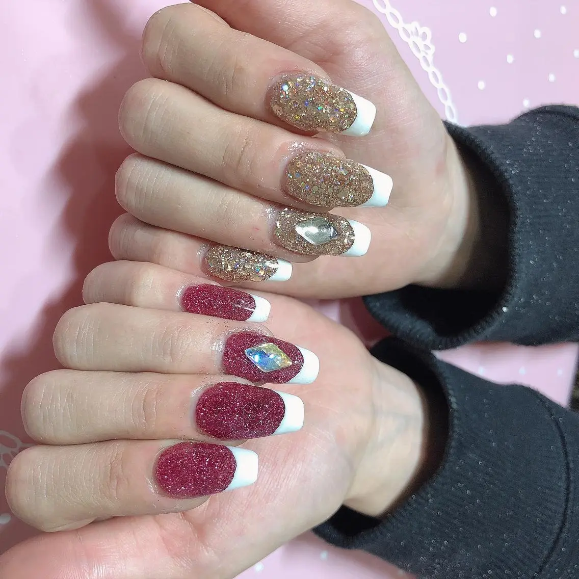 ミディアム ネイル フレンチネイル ハンドネイル 《LB》ラブリエ Nail&eyeのマツエク・マツパデザイン