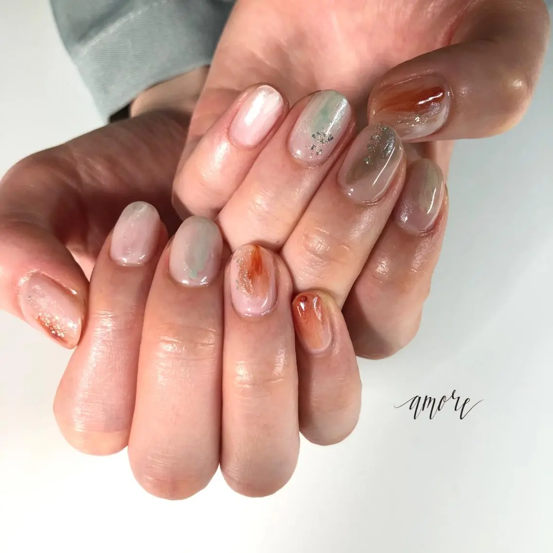 ネイル ジェルネイル ミラーネイル ニュアンスネイル 春ネイル You kyehwaのネイルデザイン