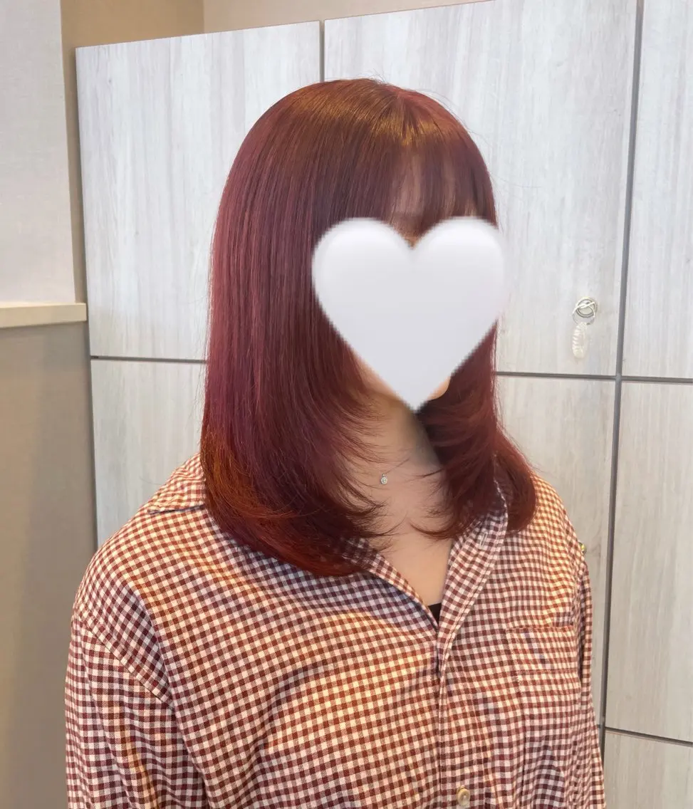 カラー ブリーチ レッドカラー ヘアカラー ブリーチ/レイヤー Rinaのヘアスタイル