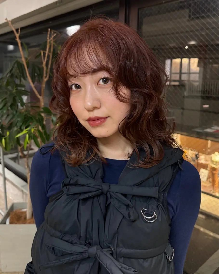 セミロング カラー ブラウンカラー オレンジ オレンジブラウン カットモデル募集 suzUkaのヘアスタイル