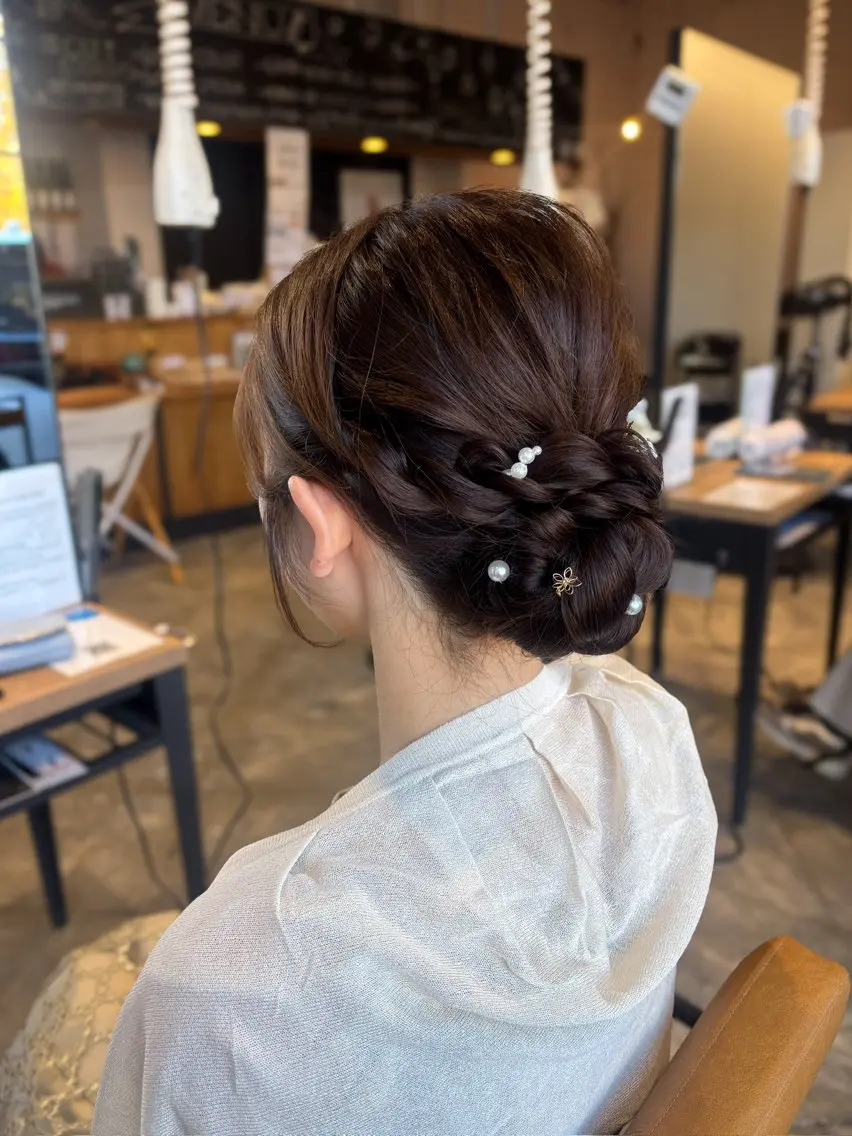 ヘアアレンジ 結婚式・ブライダル ヘアセット はっとり ななせのヘアスタイル