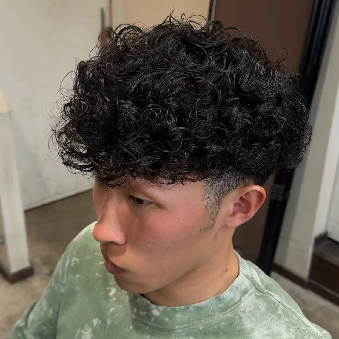 パーマ メンズ スペインカール カット パーマ スペインカール/セン ターパート/RYUのヘアスタイル