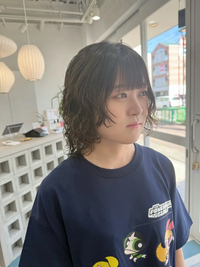 ミディアム パーマ ミディアムパーマ ボブ カット パーマ レイヤーカット/ボブ /春日井🍏鵜飼元喜のヘアスタイル