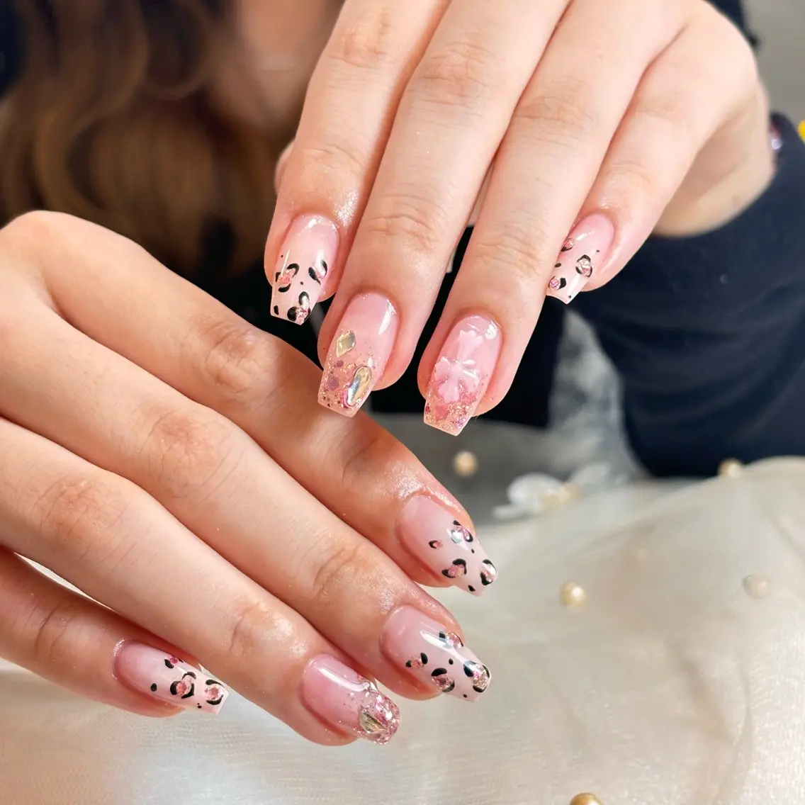 ネイル 桜ネイル 長さ出し フレンチネイル 韓国ネイル マグネットネイル ハンドネイル Kiwami nailsalonのネイルデザイン