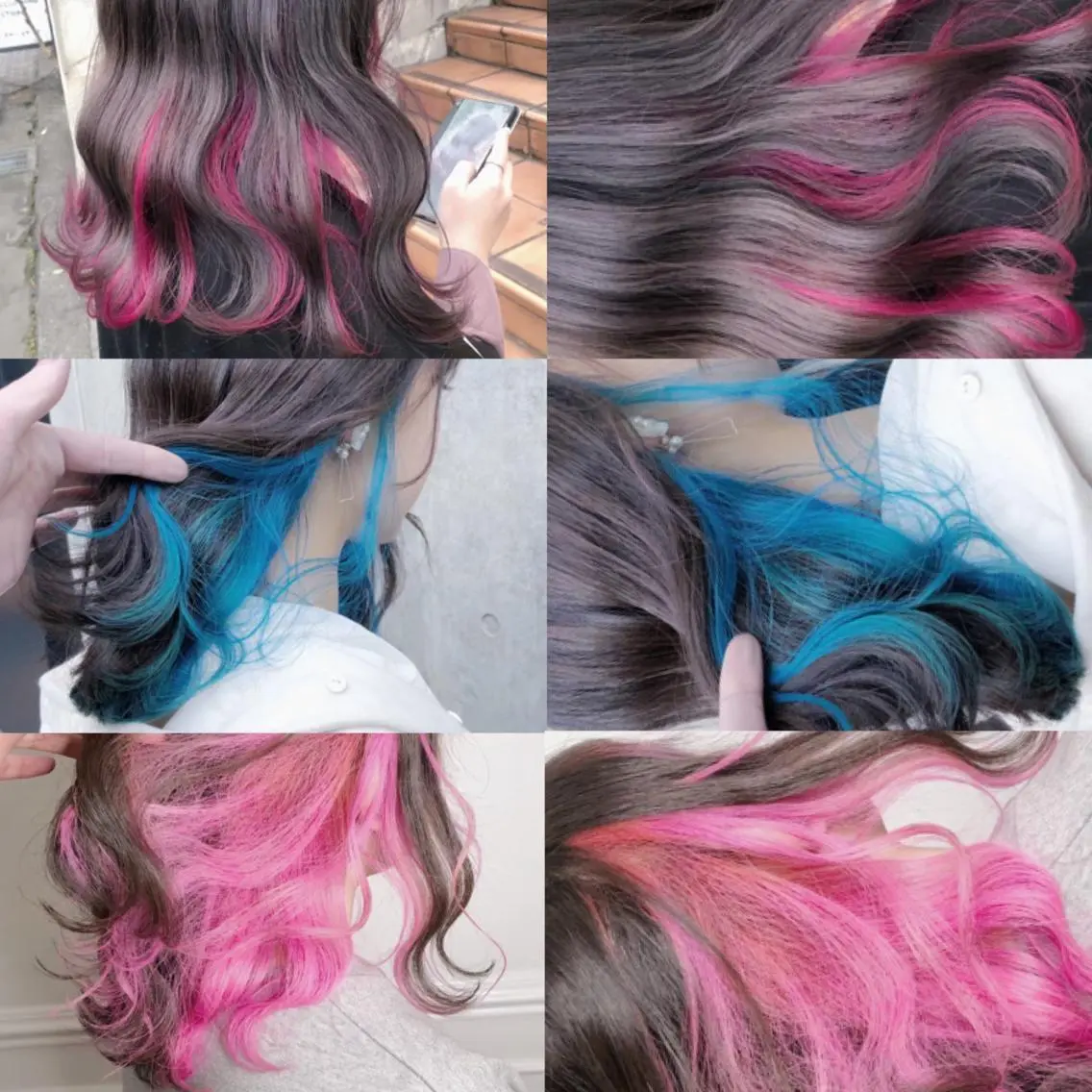 セミロング カラー ヘアアレンジ シールエクステ アクアカラー ブリーチ ケアブリーチ ダブルカラー ワンズリー中明度 店舗公式のヘアスタイル