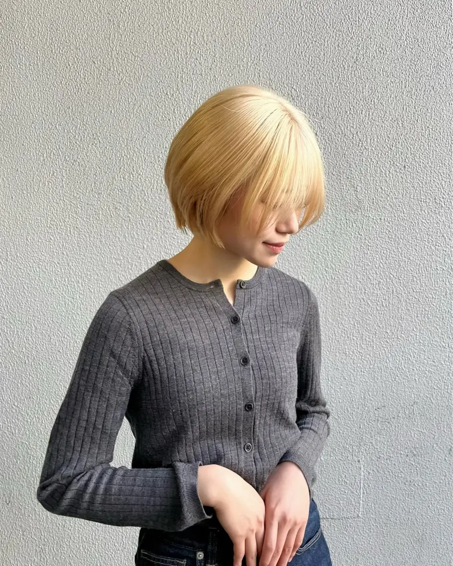 ショート カラー ボブパーマ/縮毛矯正 /かわいい/せき🫧のヘアスタイル