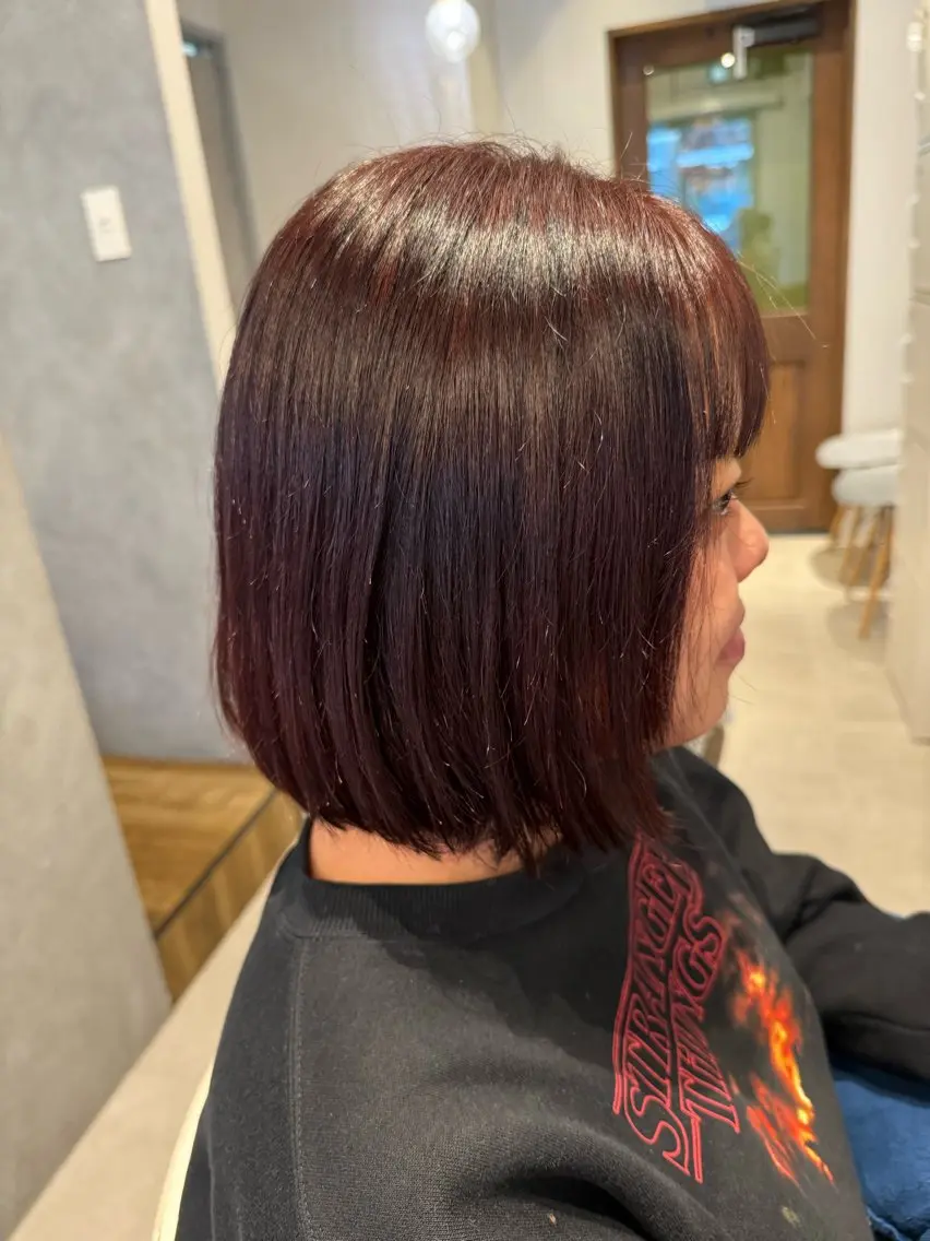 ミディアム カラー ワンレンボブ ボブ 高石 乃愛のヘアスタイル