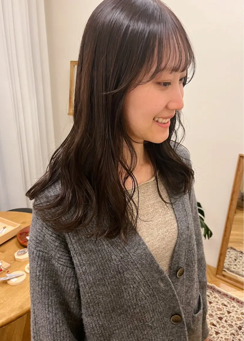 ミディアム カラー ブラウンカラー パープルカラー 西山 紗耶香🪽 透明感カラー/ボブのヘアスタイル