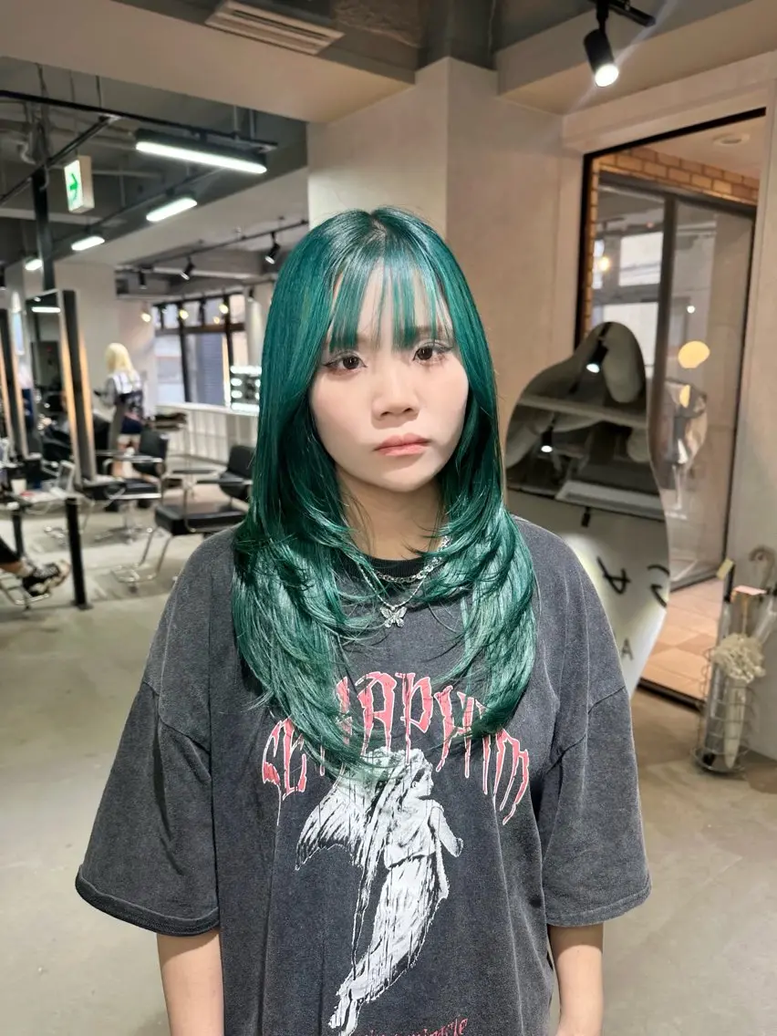 ロング ケアカラー ボブ 髪質改善 韓国風ヘア レイヤーカット カット トリートメント 心斎橋 韓国レイヤ ー指名No.1renのヘアスタイル