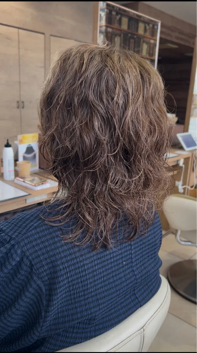 セミロング パーマ カット パーマ レイヤーカット✖️ パーマ石川周併のヘアスタイル