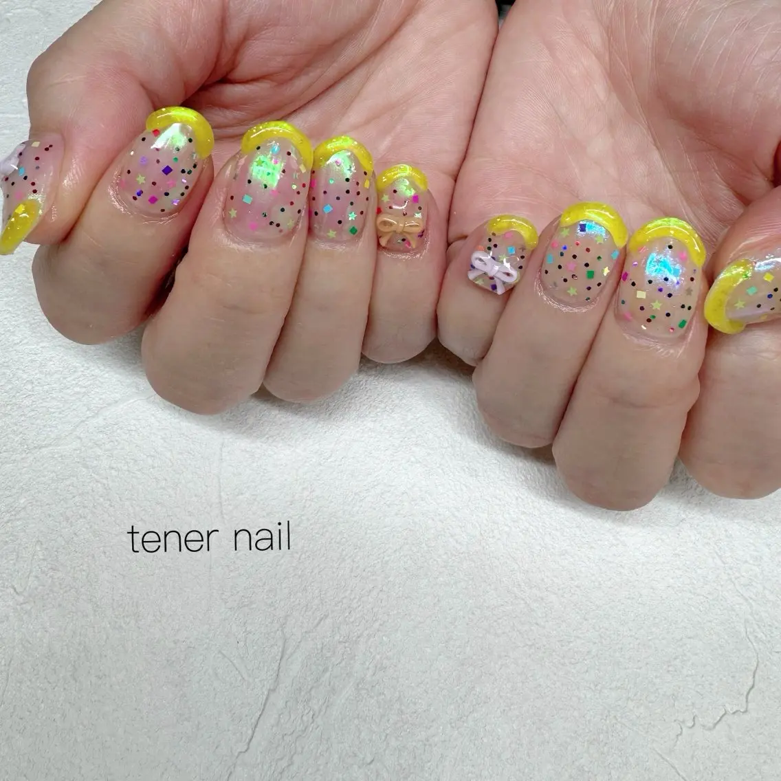 ネイル オーロラネイル フレンチネイル ぷっくりネイル ハンドネイル テネルネイル tener nailのネイルデザイン