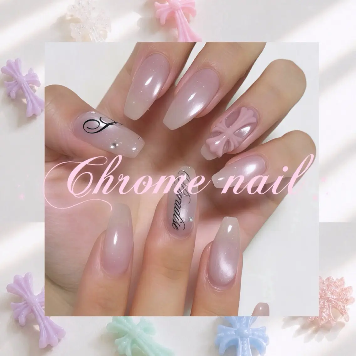 ♡オフ無 SNSで話題✨クロムネイル♡para gel使用♡の写真