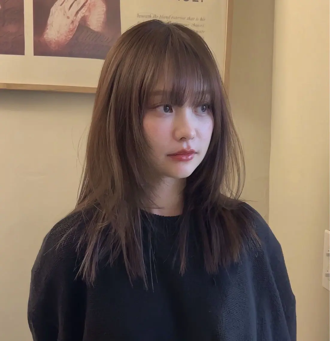 セミロング カラー ヘアアレンジ 縮毛矯正 韓国レイヤー＆ピンク 艶髪🩶maikoのヘアスタイル
