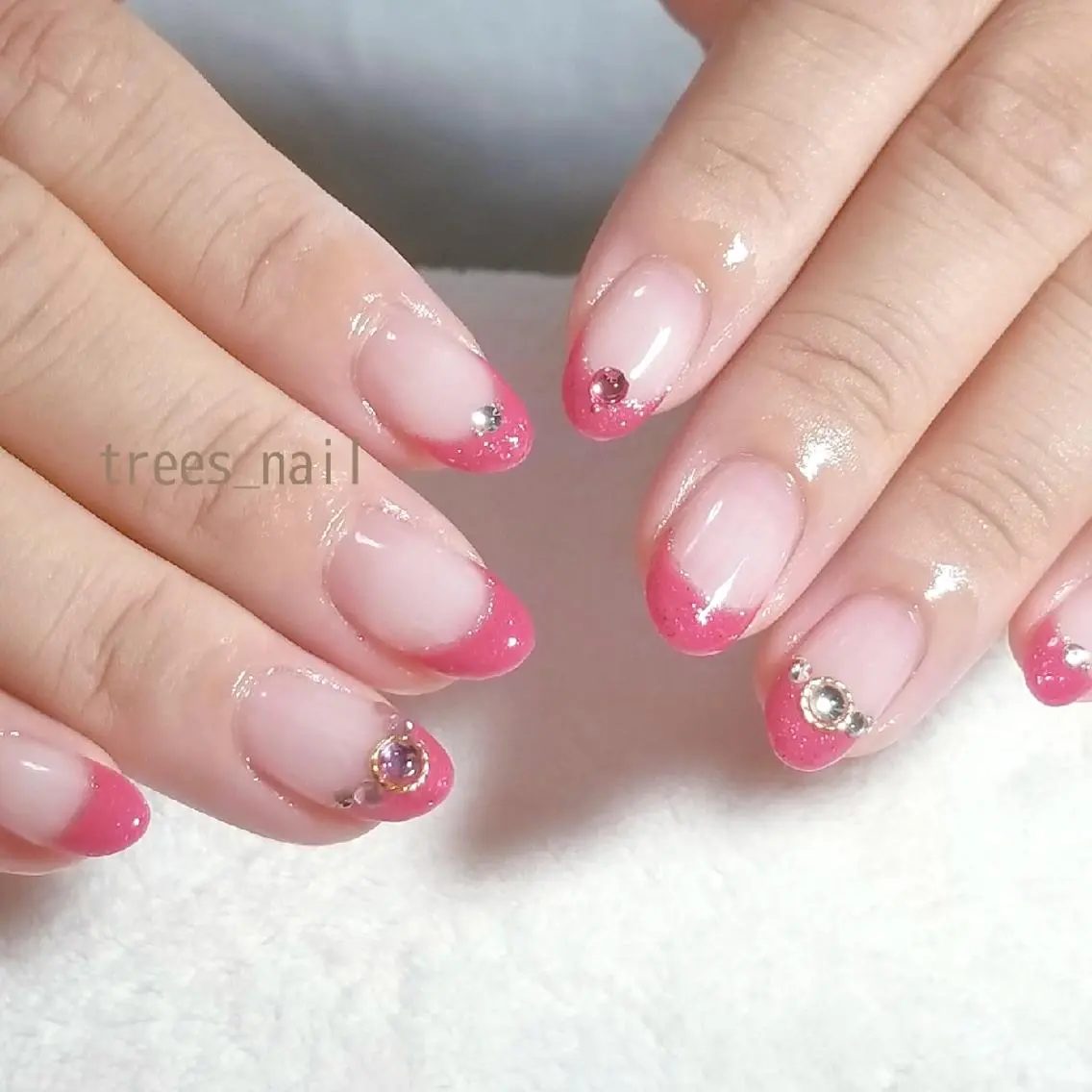 ネイル フレンチネイル ピンク trees_ nailのネイルデザイン