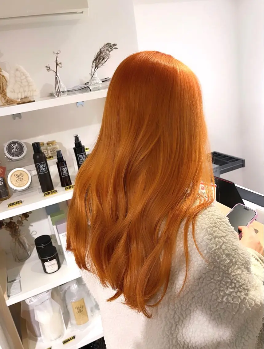 ロング カラー オレンジ ANDIAMO SAKAE🍁楓のヘアスタイル