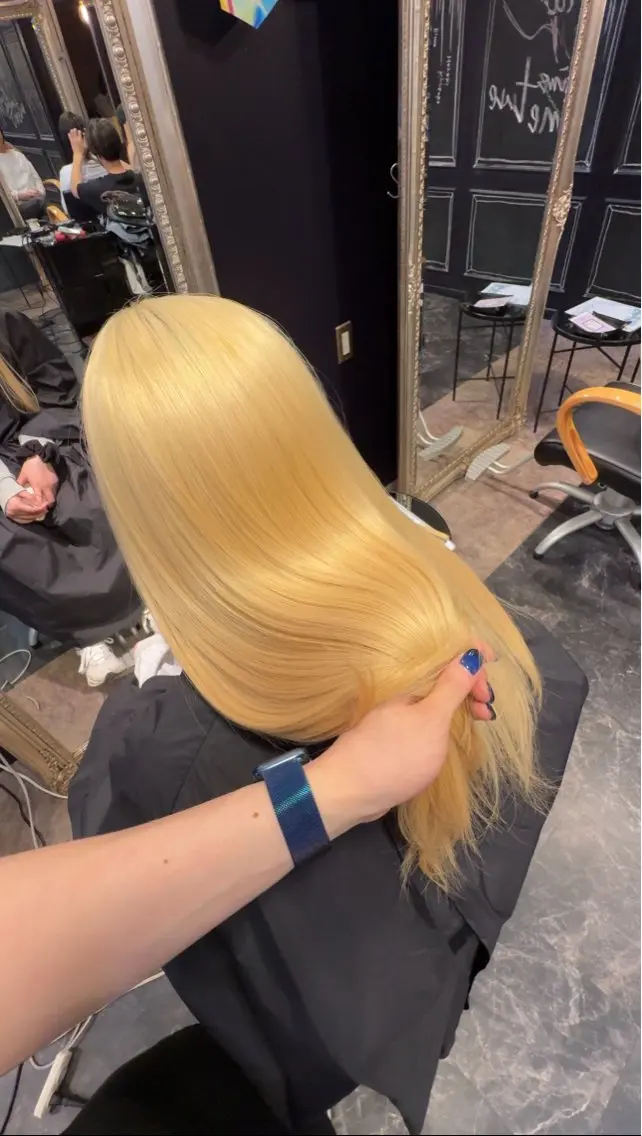 ロング カラー ブリーチ ブロンド ヘアカラー 店長 ハイトーン× 髪質改善/舘野 涼太のヘアスタイル