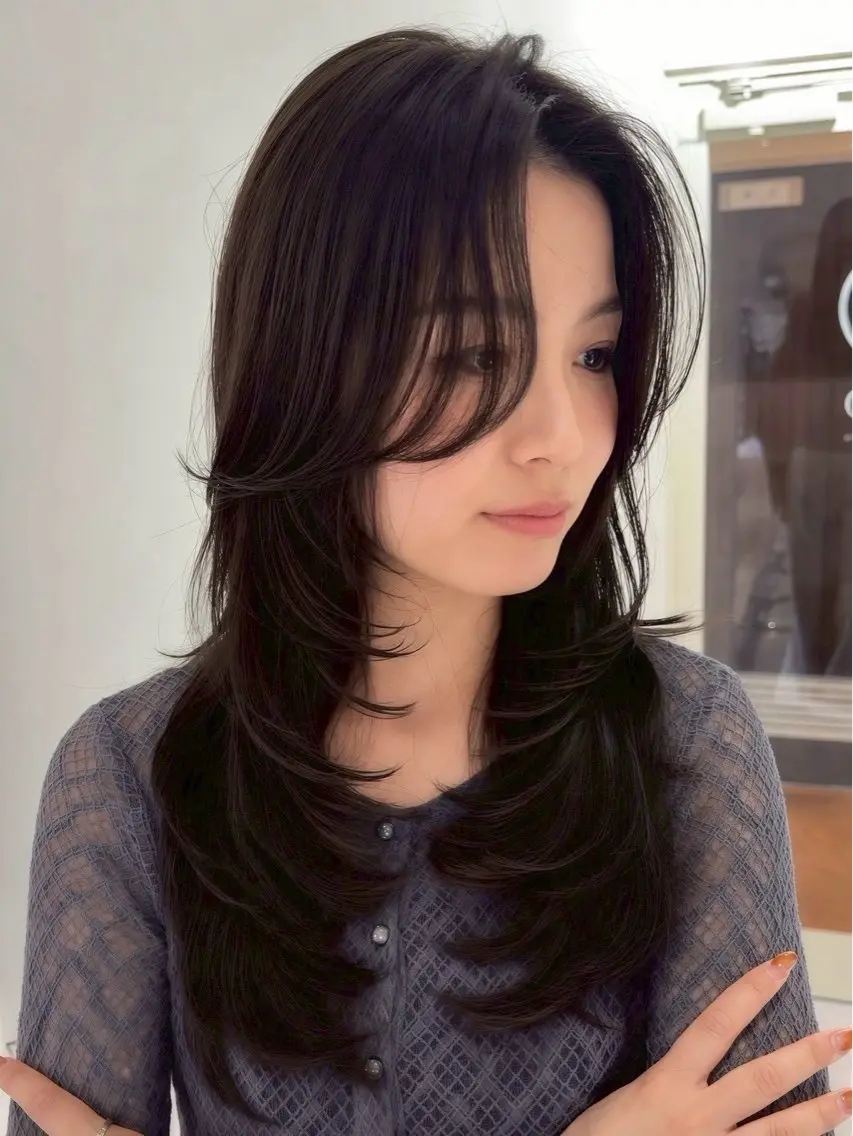 ロング カラー レイヤーカット 北川大輔🌟 小顔レイヤーカットのヘアスタイル