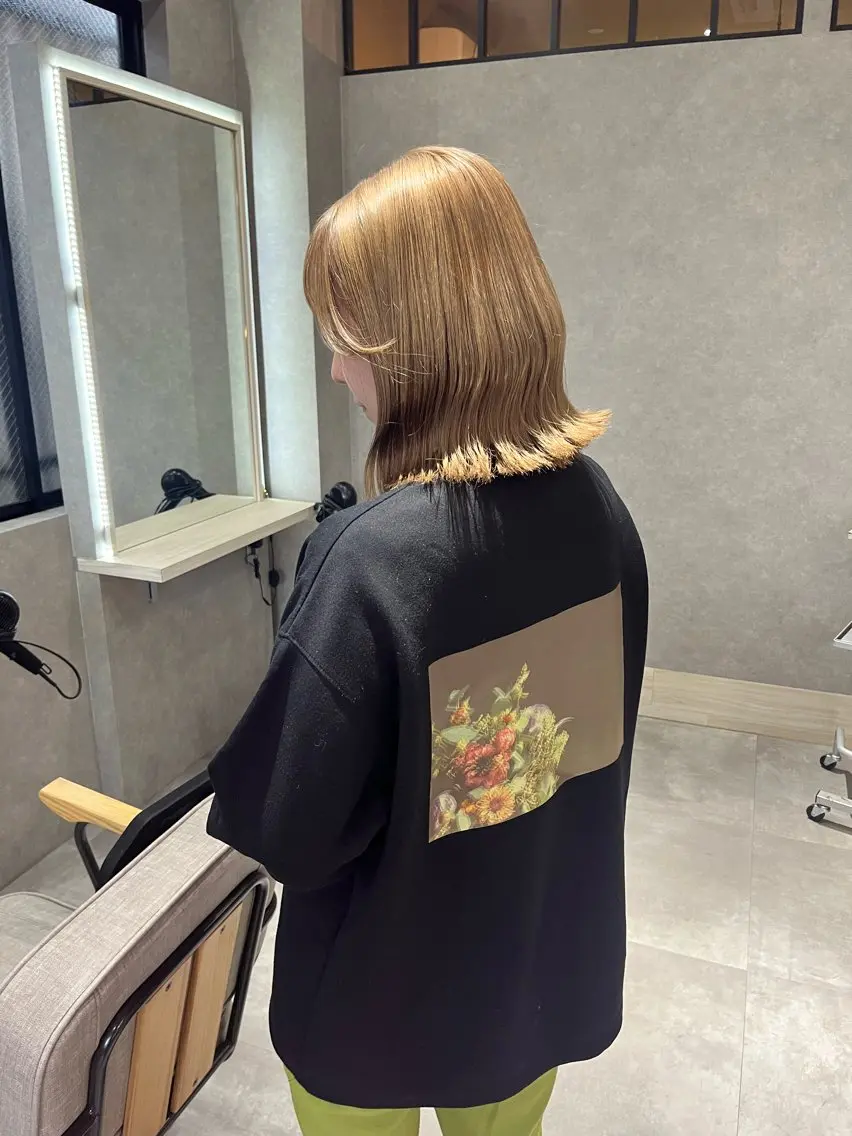 ミディアム カラー バレイヤージュ ブリーチ ケアブリーチ ダブルカラー イヤリングカラー 長谷川 湧のヘアスタイル