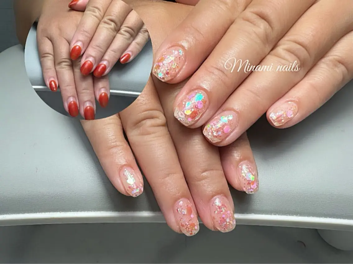ネイル アートネイル オーロラネイル ガーリー キラキラネイル 韓国ネイル Minami Nailsのネイルデザイン