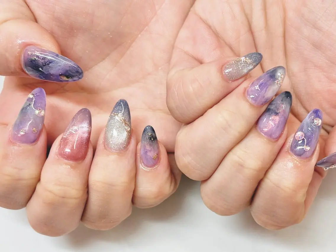 ネイル マグネットネイル 持ち込み ニュアンスネイル La.Kuu横浜店 Murayamaのネイルデザイン