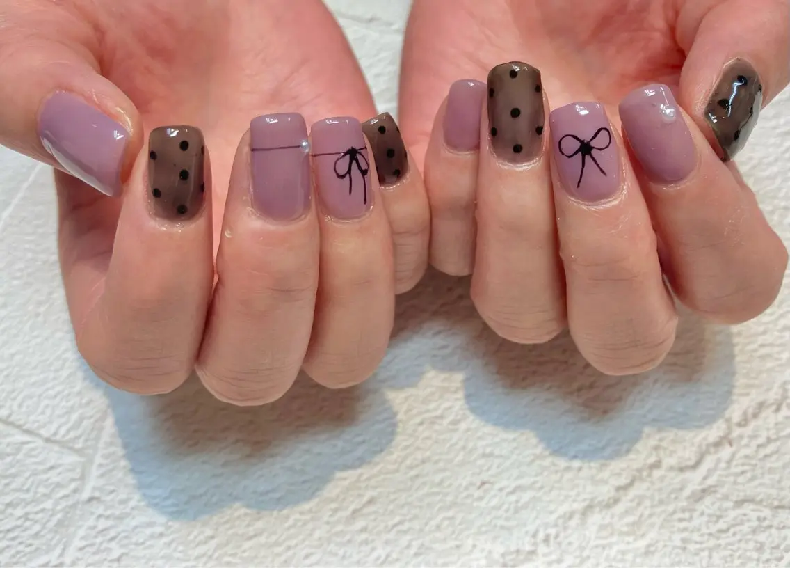 ネイル アートネイル ドット リボン COCO Nail　光が丘駅近のネイルデザイン