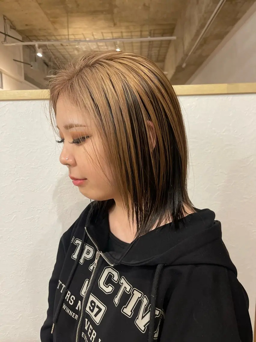 ミディアム ヘアカラー トリートメント maho/ブリーチ ミルクティー四条大宮のヘアスタイル