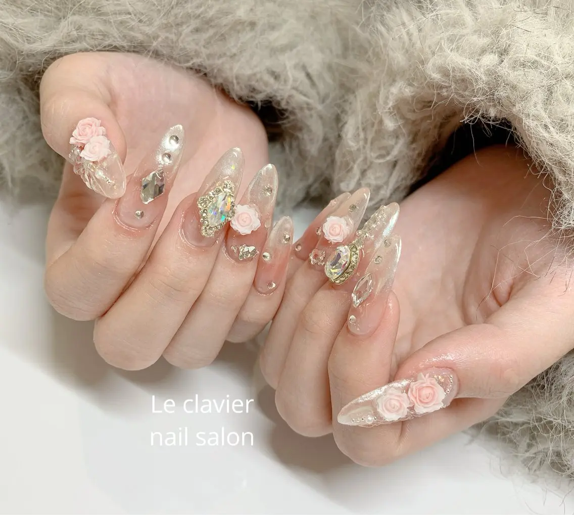 ネイル アートネイル オーロラネイル チークネイル 長さ出し フットネイル ハンドネイル ハンドケア Hazuki nailのネイルデザイン