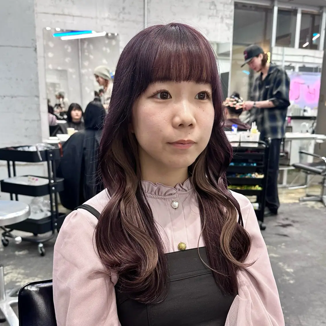 セミロング カラー ヘアアレンジ イヤリングカラー 🎀モテ暖色× エクステ🎀あかりのヘアスタイル