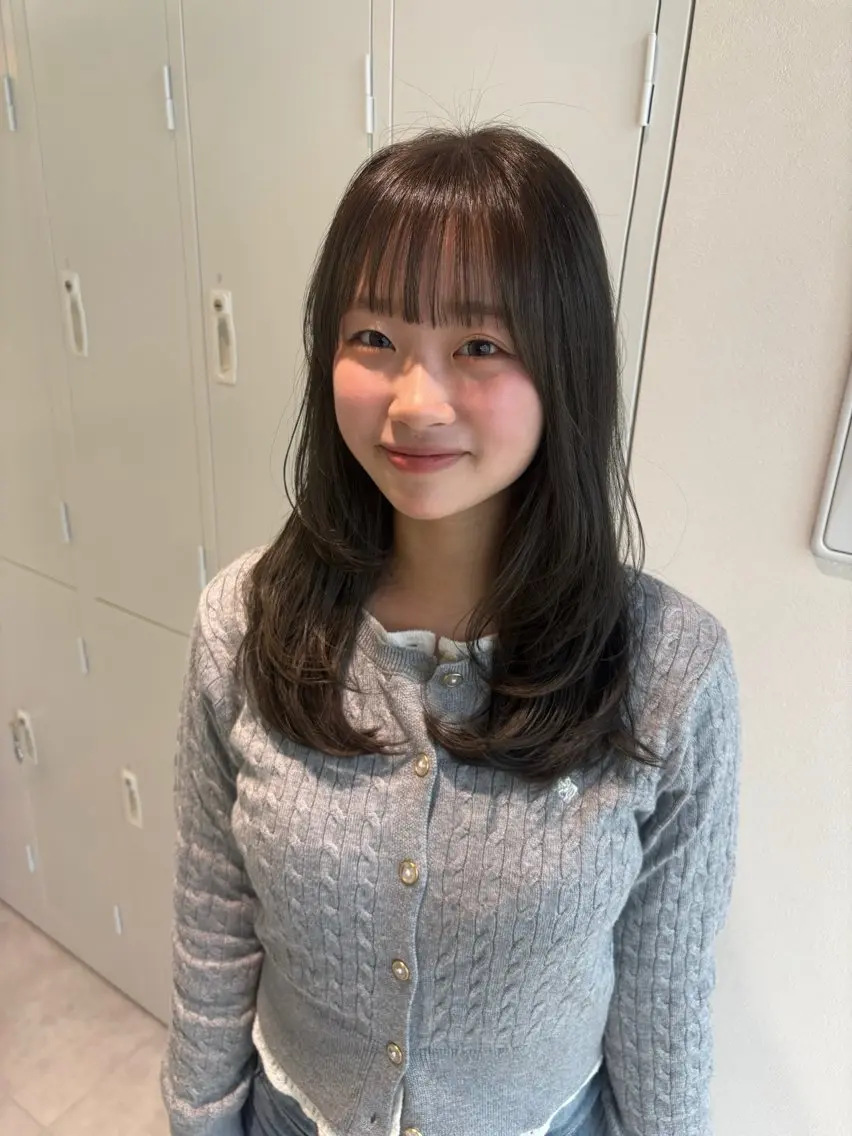 セミロング カラー カット ヘアカラー トリートメント ヘッドスパ 広島/ヘアセット /ベージュ/わかなのヘアスタイル
