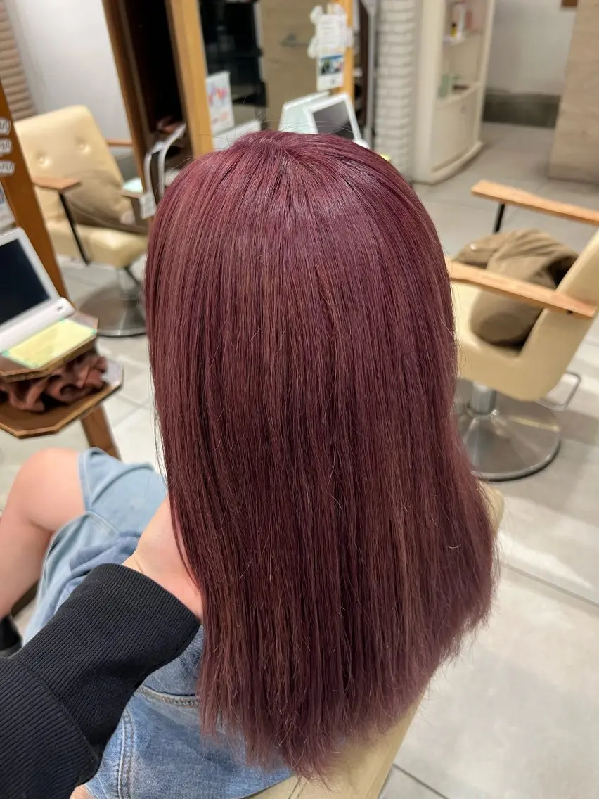 ロング カラー ピンクカラー ピンクパープル パープルカラー 似合わせカット ヘアカラー 遠藤 カンナのヘアスタイル