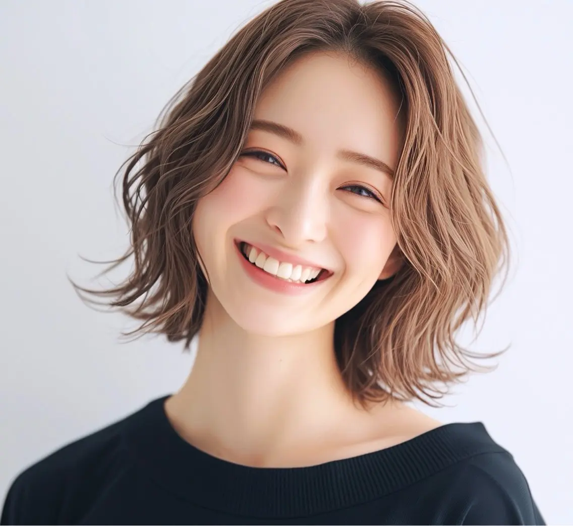 ミディアム パーマ 大嶋 加奈のヘアスタイル