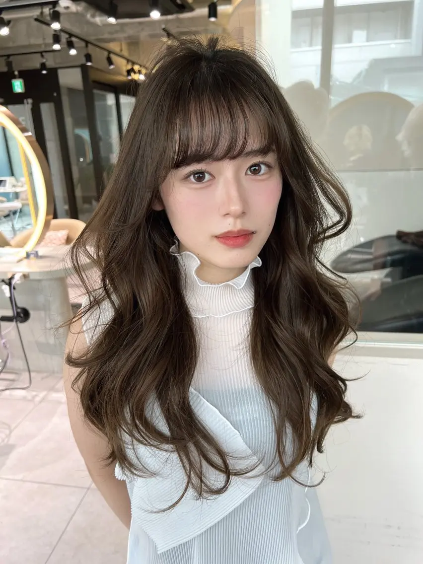 ロング ヘアカラー トリートメント 福岡縮毛矯正✨️ ストレート 向井和輝のヘアスタイル