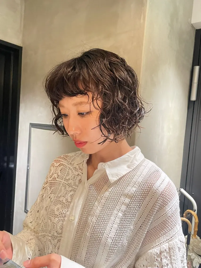 ショート パーマ カット パーマ トリートメント 🍃透明感/デザイン 店長MASARU🍃のヘアスタイル