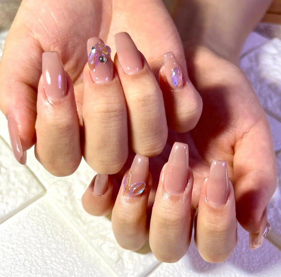 セミロング ネイル スカルプネイル ハンドネイル まり りぃ〜んのネイルデザイン