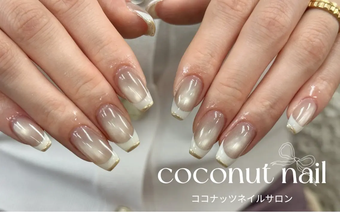 ネイル べっ甲ネイル フレンチネイル キラキラネイル マグネットネイル 大理石ネイル(マーブル) ハンドネイル 神田 ココナッツのネイルデザイン