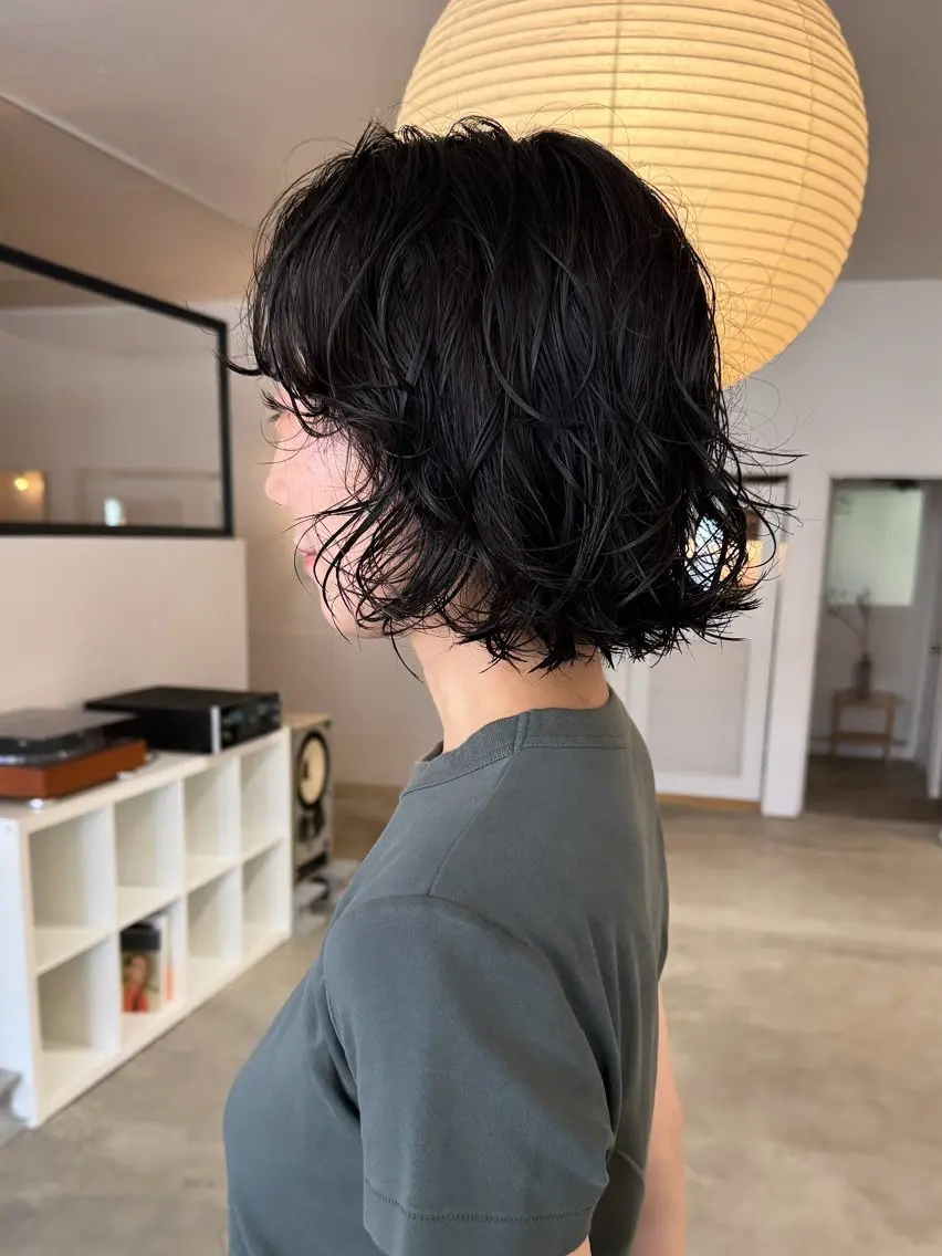 ミディアム パーマ ミディアムパーマ ボブ 岡崎パーマ noiのヘアスタイル
