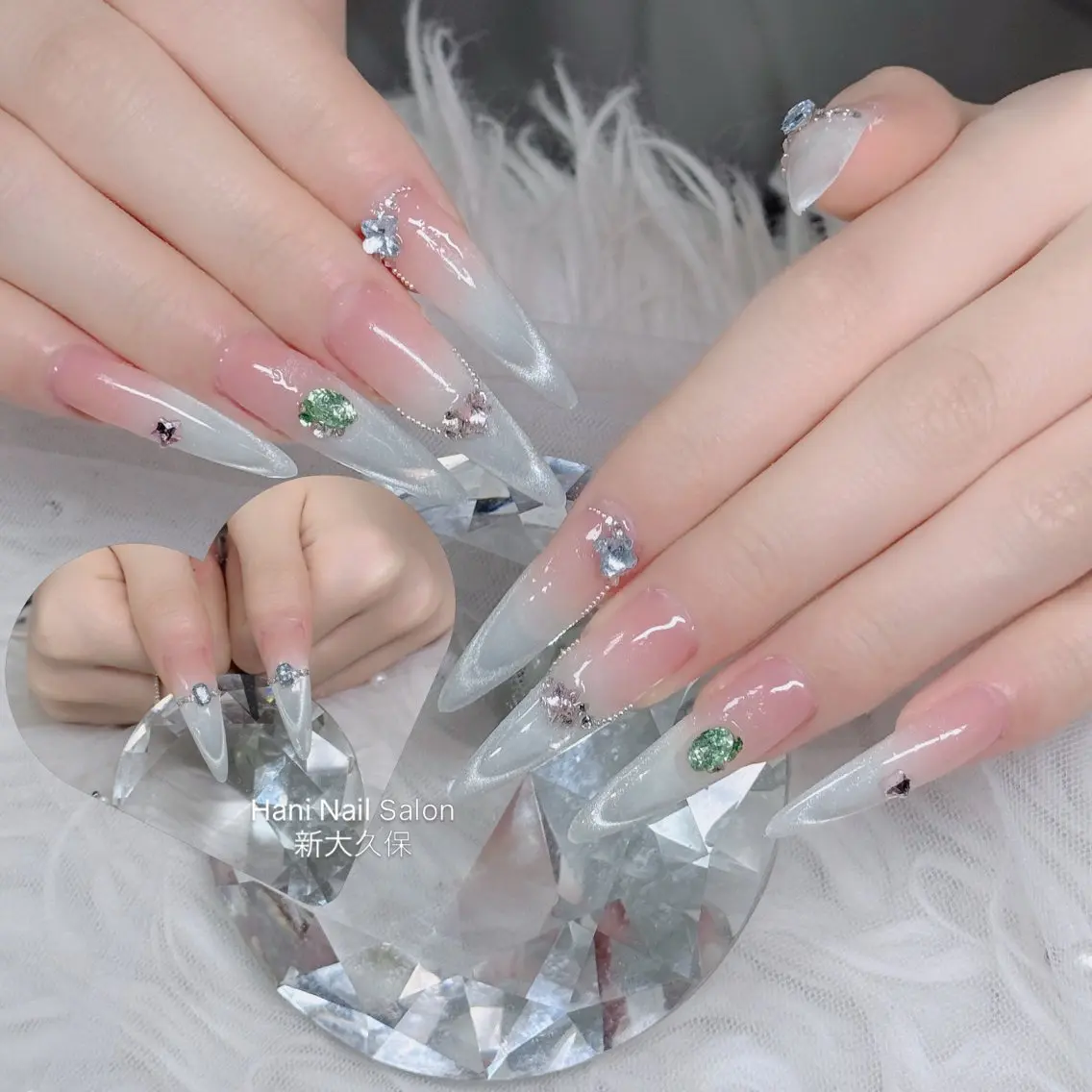 ネイル フットネイル フレンチネイル グラデーション 韓国ネイル ロングネイル ハンドネイル Hani Nail Salonのネイルデザイン