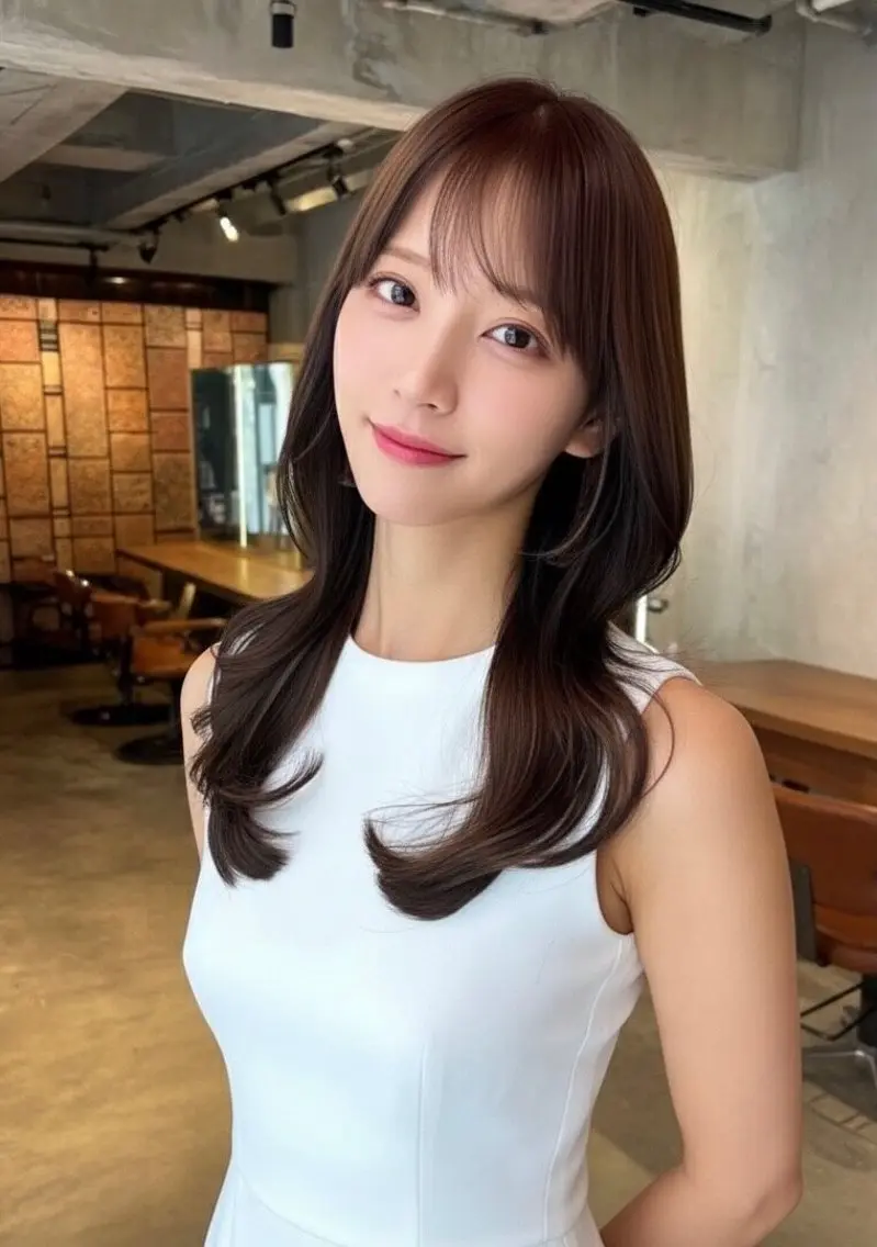 ロング ロングレイヤー くびれヘア ヨシンモリ 韓国風ヘア レイヤーカット 藤田大夢 /liberte高崎のヘアスタイル