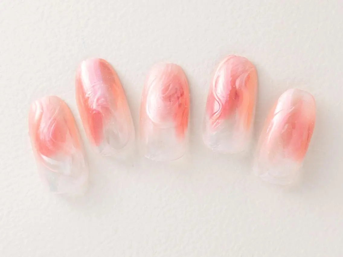 ネイル 桜ネイル 長さ出し フラッシュネイル フットネイル フレンチネイル ハンドネイル 💗🪽Tiary Nail🪽💗のネイルデザイン