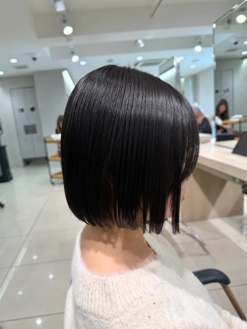 ショート パーマ ボブ 縮毛矯正 カット 縮毛矯正 巖本 真希のヘアスタイル