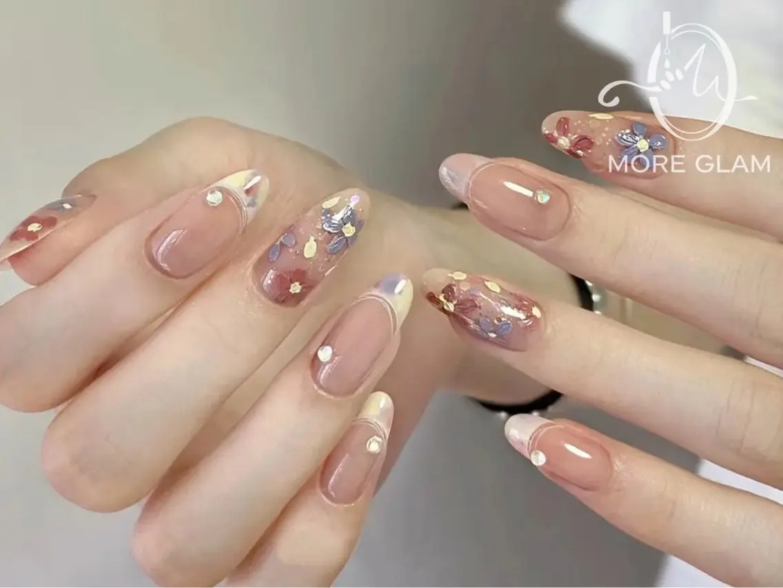 ネイル 長さ出し フットネイル フレンチネイル ジェルネイル 韓国ネイル MoreGlam ネイルのネイルデザイン