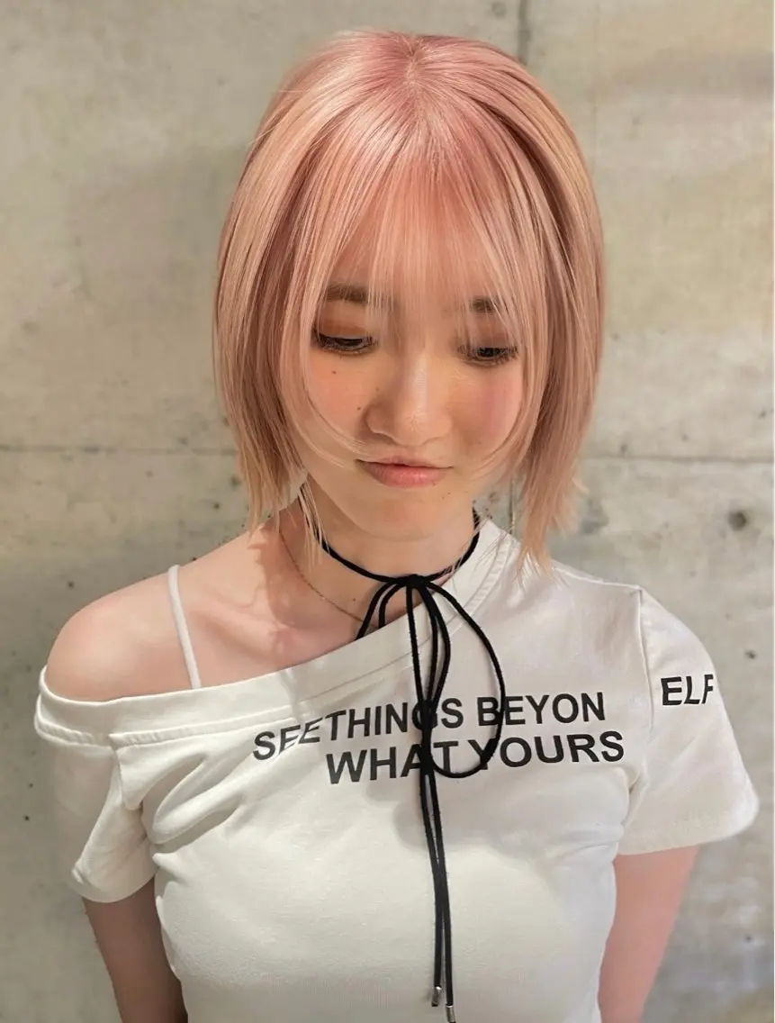 ショート カラー カット ヘアカラー トリートメント ♥️ブリーチなしW/ カラー/優希/大宮のヘアスタイル