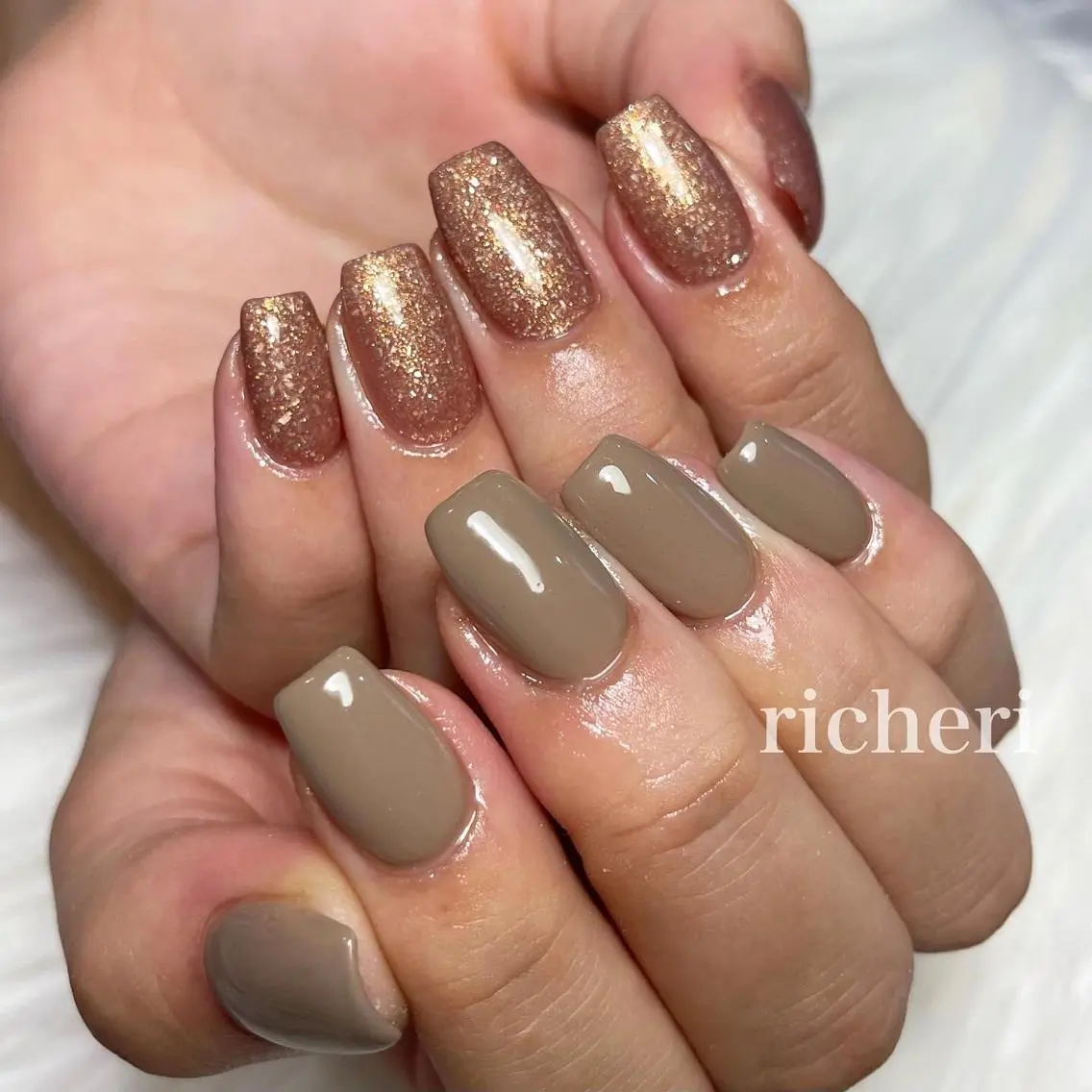 ミディアム ネイル 韓国風ヘア アートネイル フットネイル フレンチネイル ジェルネイル richeri beautyのその他イメージ